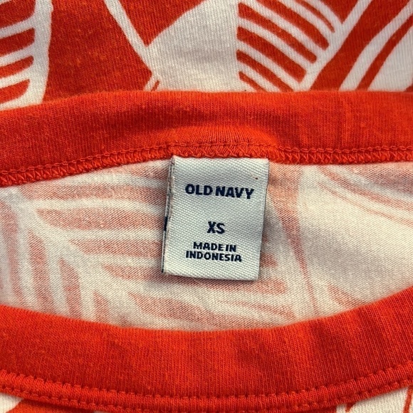 Old Navy Orange & White Tropical Short Sleeve T-Shirt Dress Size XS - Picture 5 of 6